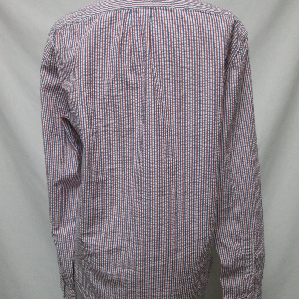 J Crew Vintage Seersucker button down collar shirt Men Cotton Size Sz Medium Md